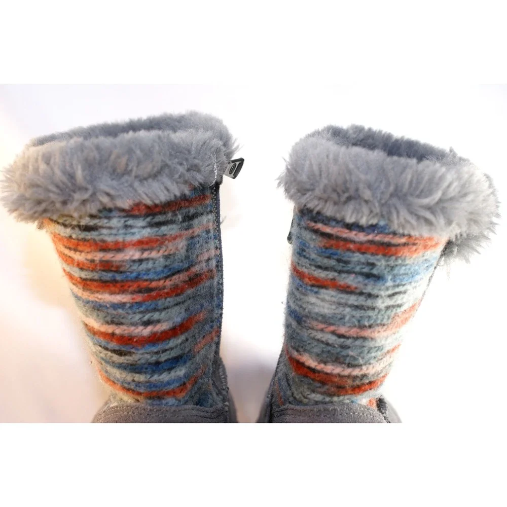 Lamo Willow Grey Suede Knit Back Faux Fur Lined Boots MU20110QV Womens 10